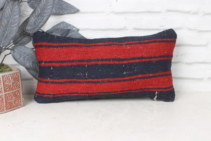 Cushion Case, Bolster Pillow Cover, 8x16 Blue Cushion Case, Anatolian Pillow Cover, Gift Pillow, Turkish Pillow, Kilim Pillow Cover - 1