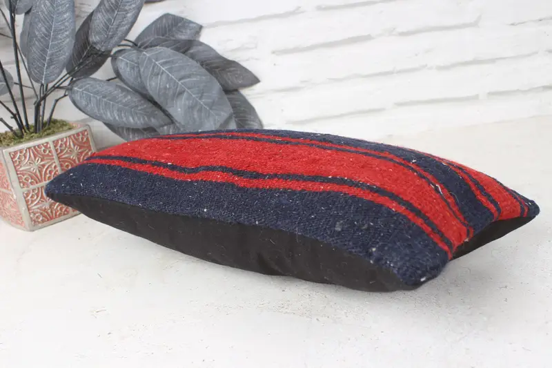 Cushion Case, Bolster Pillow Cover, 8x16 Blue Cushion Case, Anatolian Pillow Cover, Gift Pillow, Turkish Pillow, Kilim Pillow Cover - 6