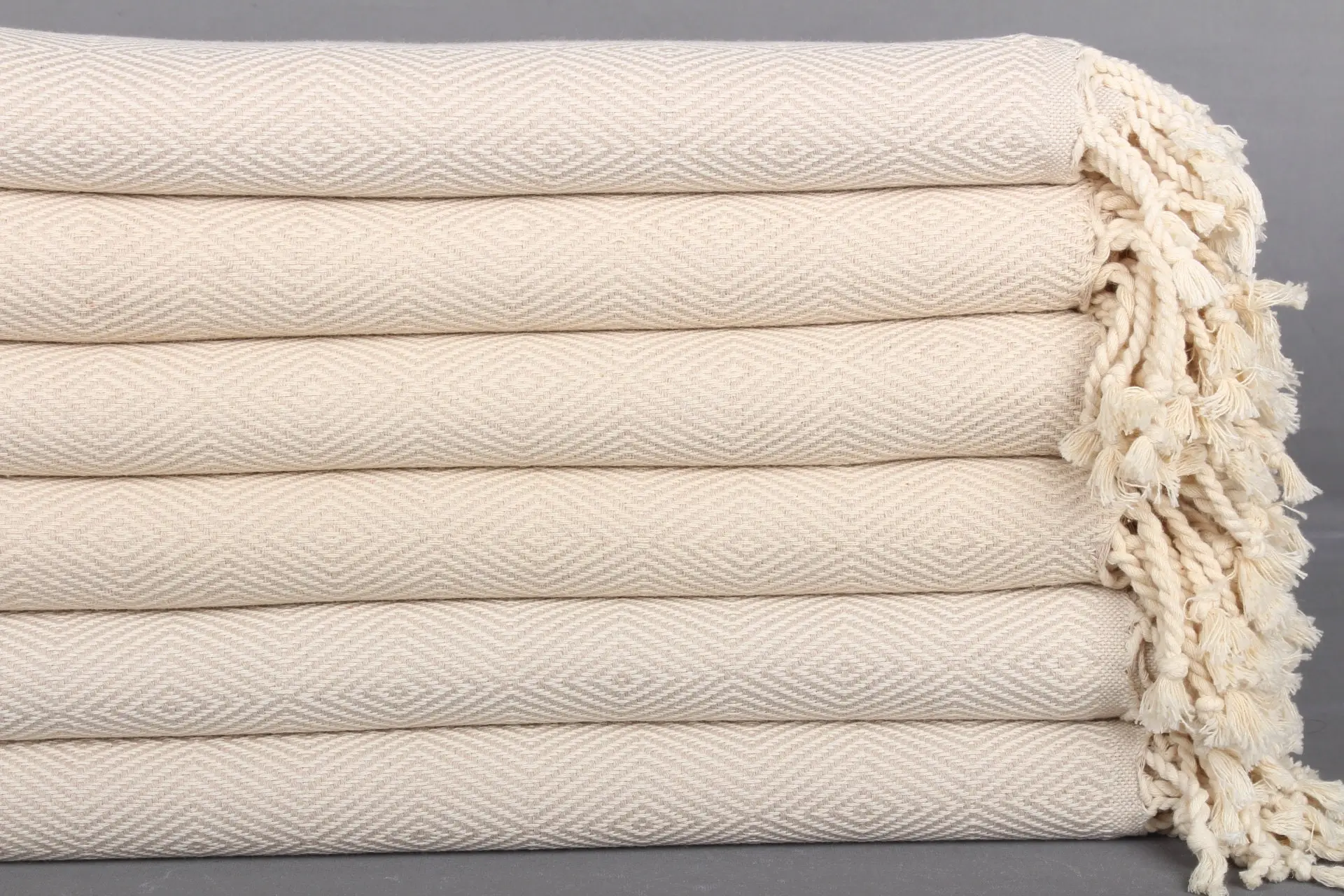 Light Beige Cotton Towel Turkish Handmade, 40x74 Inches - 1