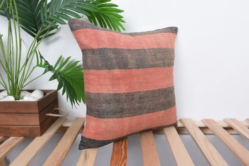 Boho Pillow, Pillow, Turkish Pillow, Kilim Cushion Sham, Traditional Cushion Cover, Personalized Gift Pillow Cushion Case, 16x16 Pink Pillow Case - 4
