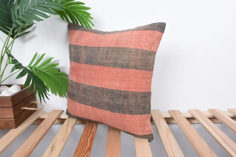 Boho Pillow, Pillow, Turkish Pillow, Kilim Cushion Sham, Traditional Cushion Cover, Personalized Gift Pillow Cushion Case, 16x16 Pink Pillow Case - 5