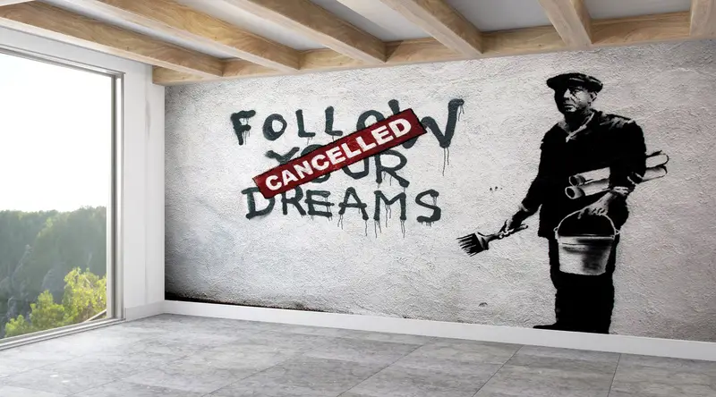 Baskılı Banksy Graffiti Sokak Sanatı Duvar Kağıdı - Urban Elegance