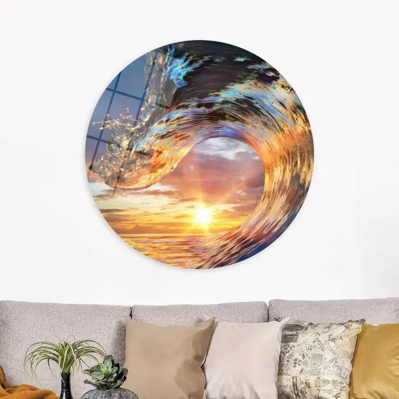 Sunset Light in Wave Crest Canvas Print - Elegant Seascape