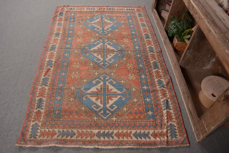 Alfombra Ombré roja y azul, 4x6 pies, elegante adición