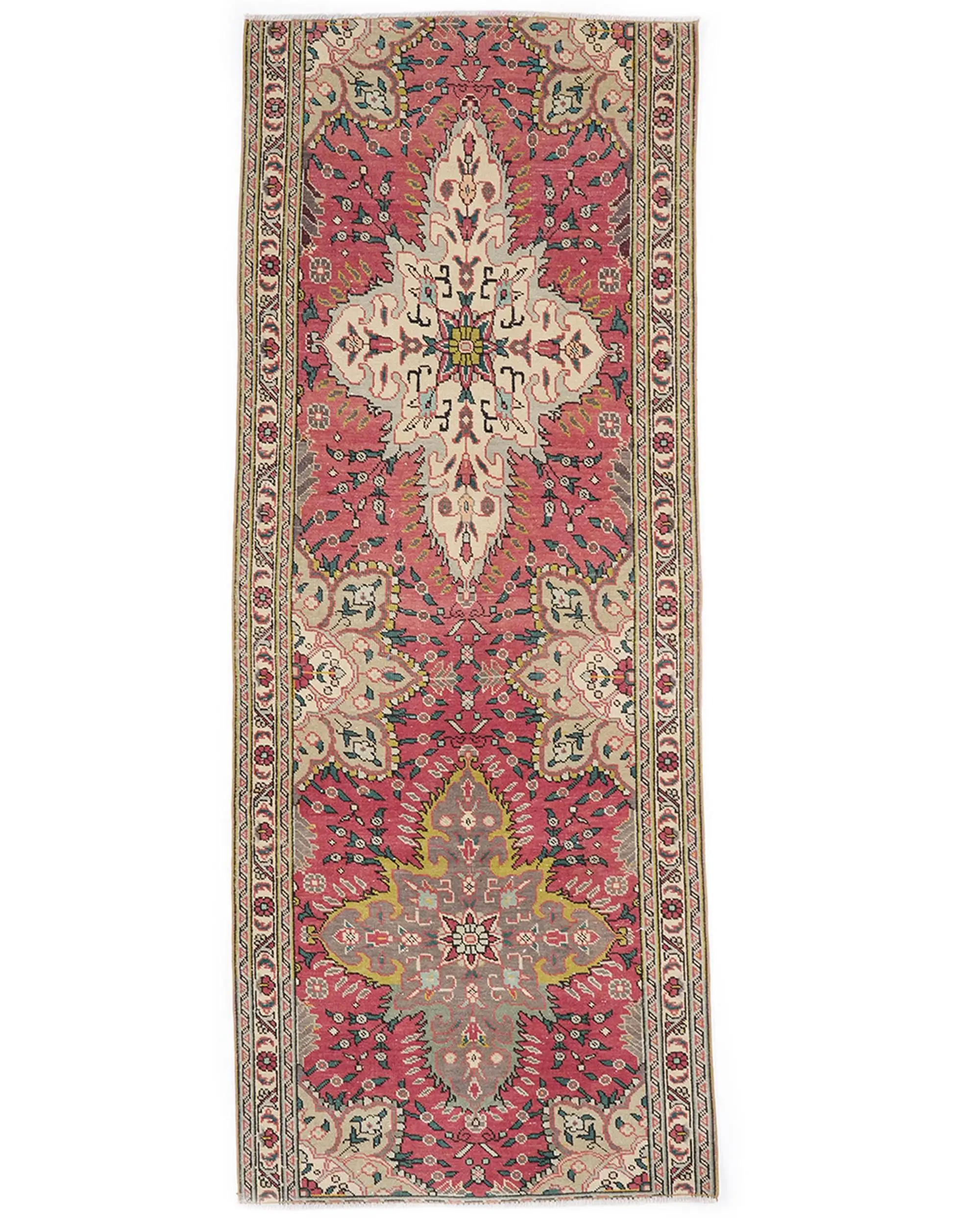 Türkischer Teppich, Läufer 3,1x8,2 ​​ft Vintage Teppich, Rot Blau Ombré Wollteppich - 1
