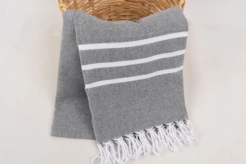70x40 Baumwollstreifenhandtuch, Luxustuch, organisches türkisches Handtuch, Bio -Handtuch, bestickter Strandtuch, Junggesellenhandtuch, Freundes Weihnachtsgeschenk - 5