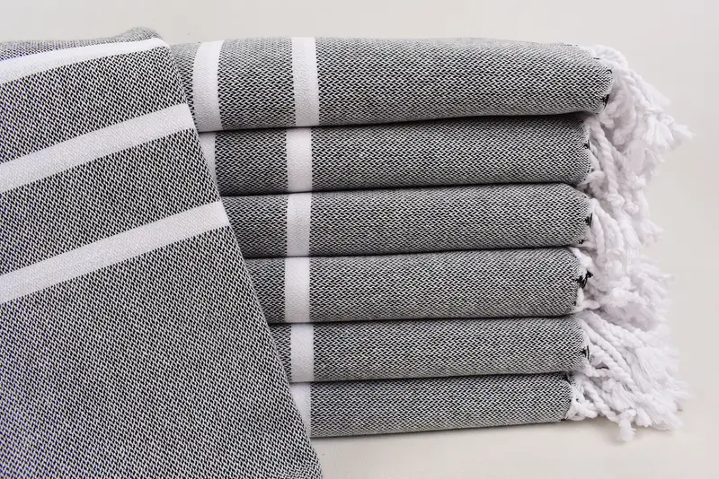 70x40 Baumwollstreifenhandtuch, Luxustuch, organisches türkisches Handtuch, Bio -Handtuch, bestickter Strandtuch, Junggesellenhandtuch, Freundes Weihnachtsgeschenk - 1