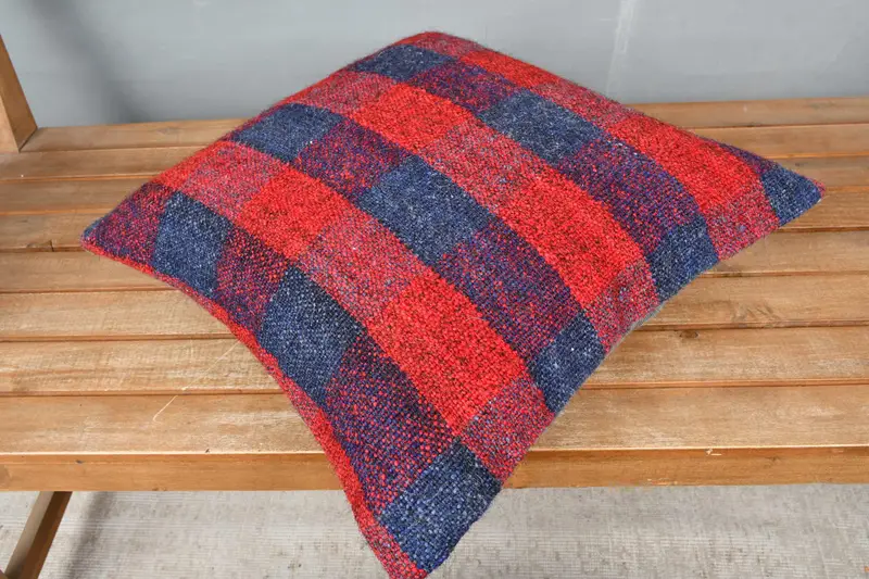 Interior Designer Pillow, Meditation Cushion Cover, 18x18 Red Pillow Cover, Handmade Kilim Cushion, Pillow, Pillow for Couch - 2