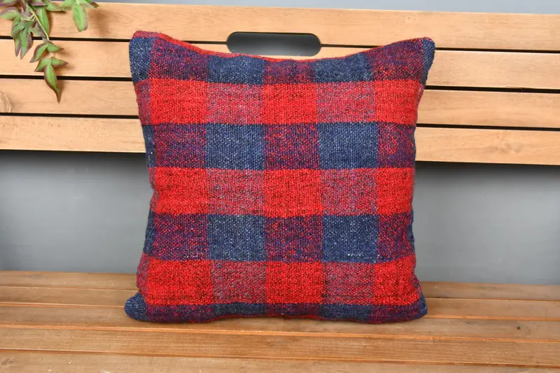 Interior Designer Pillow, Meditation Cushion Cover, 18x18 Red Pillow Cover, Handmade Kilim Cushion, Pillow, Pillow for Couch - 7