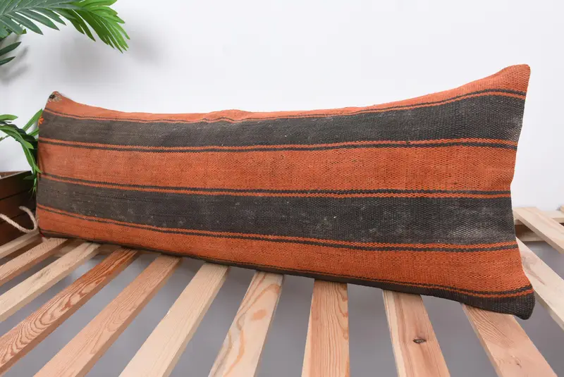 Ethnic Pillow Cover Pillow Case, Cushion, Kilim Cushion Sham, 12x36 Brown Cushion Cover, Turkish Kilim Pillow, Pillow for Couch - 5