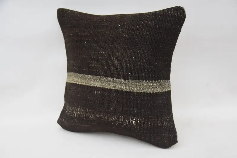 12x12 Brown Pillow Case, Cushion, Handmade Throw Pillow Case, Sofa Cushion, Interior Designer Pillow, Turkish Pillow, Gift Pillow - 3