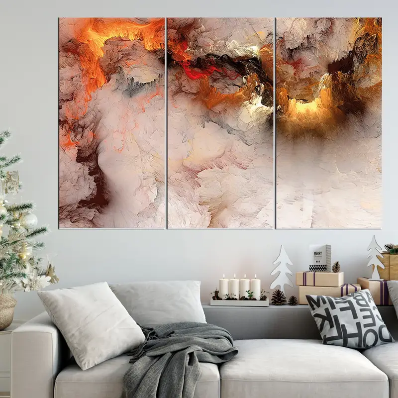Orange Marble, Abstract Canvas Art, Large Marble Art, Marble Wall Art, Abstract Marble Art, Abstract Marbling, Smoke Wall Art, Oil Painting - 1