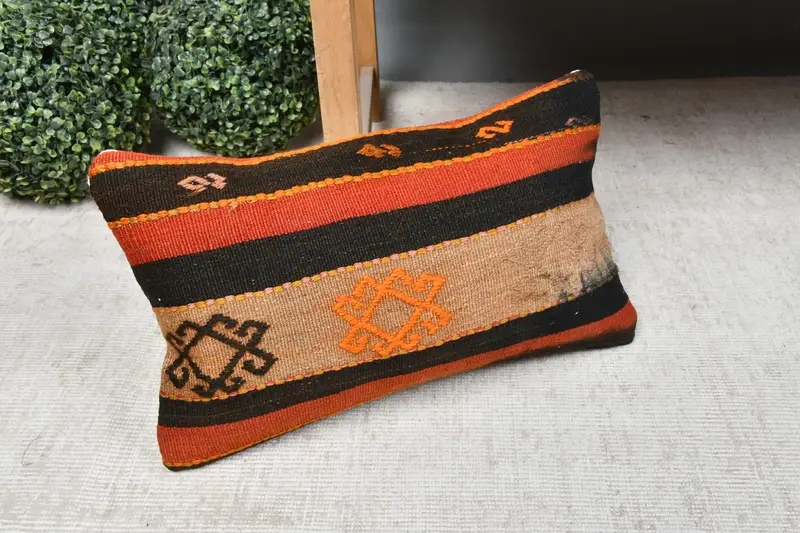 Cushion Case, 12x20 Red Pillow Cover, Boho Pillow, Handmade Kilim Cushion, Meditation Cushion Cover, Customized Pillow Sham, Kilim Pillow - 7
