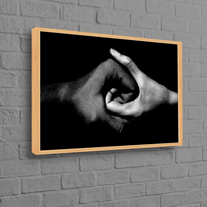 Ofis için Motivasyon Siyah Beyaz El Kanvas Tablo