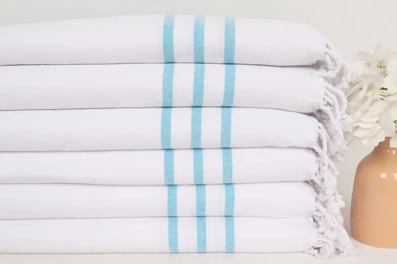 Monogram Tea Towel, Monogram Hand Towel, 40x24 Cotton Striped Towel, Beach Theme Wedding Gift, Custom Hand Towel, Monogrammed Hand Towel, Gym Towel - 3