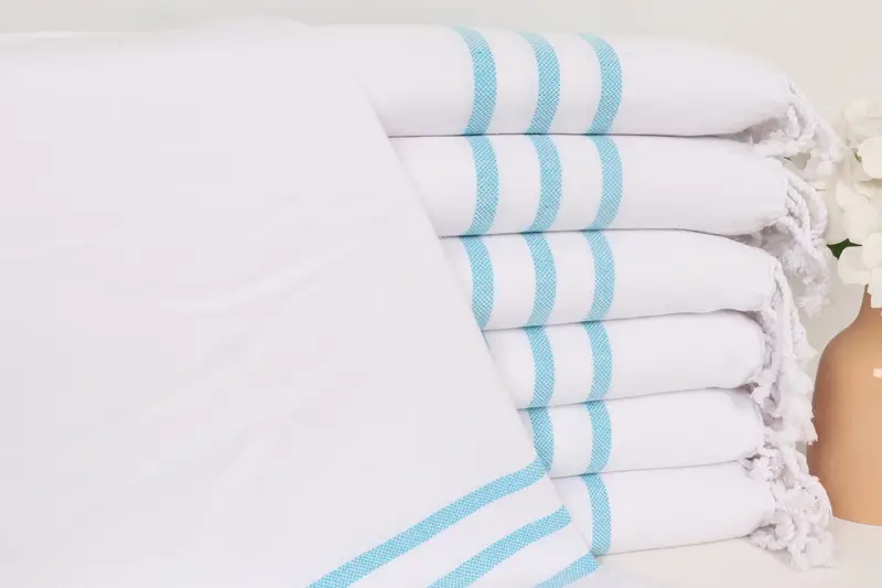 Monogram Tea Towel, Monogram Hand Towel, 40x24 Cotton Striped Towel, Beach Theme Wedding Gift, Custom Hand Towel, Monogrammed Hand Towel, Gym Towel - 1