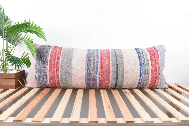 16x48 Gray Cushion, Antique Pillows, Kilim Pillow, Art Deco Pillow, Kilim Cushion Sham, Designer Throw Cushion, Armchair Pillow Sham, Pillow Sham - 1