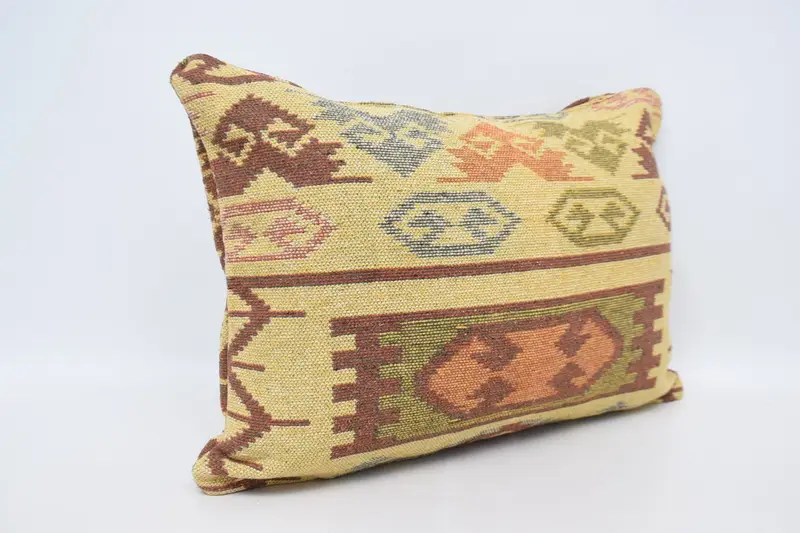 Farmhouse Cushion Cover, Kilim Pillow, 20x28 Yellow Pillow Sham, Turkish Kilim Pillow, Designer Throw Cushion, Pillow for Sofa, Cushion Case - 3