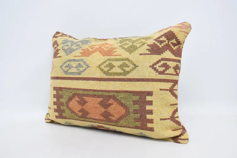 Farmhouse Cushion Cover, Kilim Pillow, 20x28 Yellow Pillow Sham, Turkish Kilim Pillow, Designer Throw Cushion, Pillow for Sofa, Cushion Case - 4