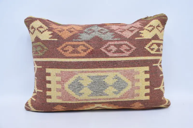 Farmhouse Cushion Cover, Kilim Pillow, 20x28 Yellow Pillow Sham, Turkish Kilim Pillow, Designer Throw Cushion, Pillow for Sofa, Cushion Case - 6