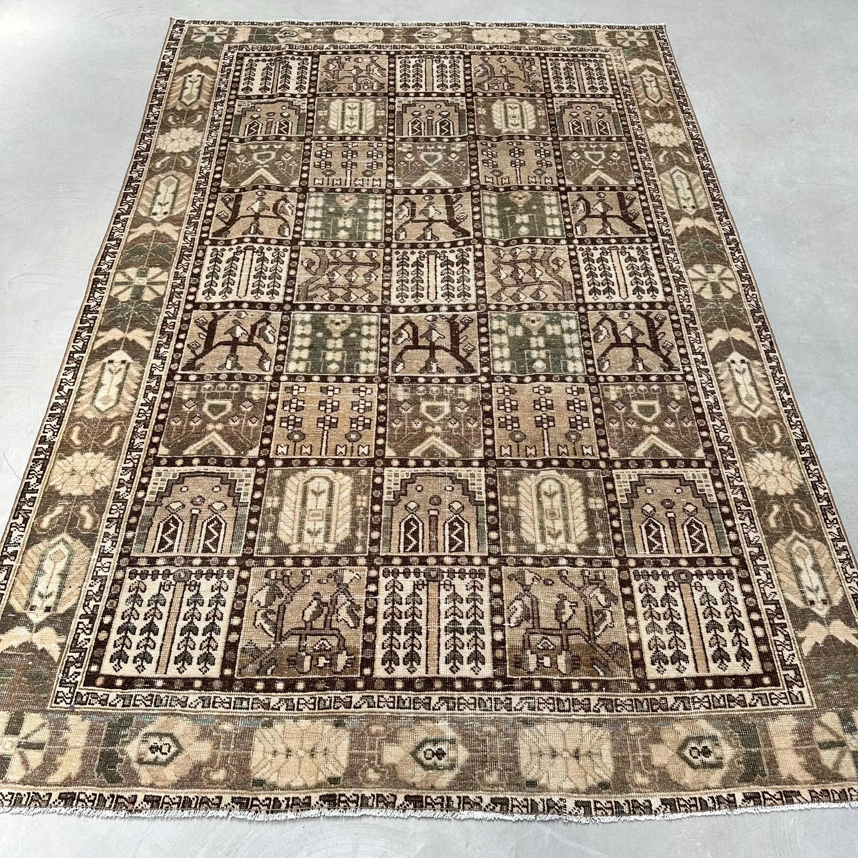 6.8x10 ft Vintage Halı, Kahverengi Ombré Türk Yün Halısı - 1