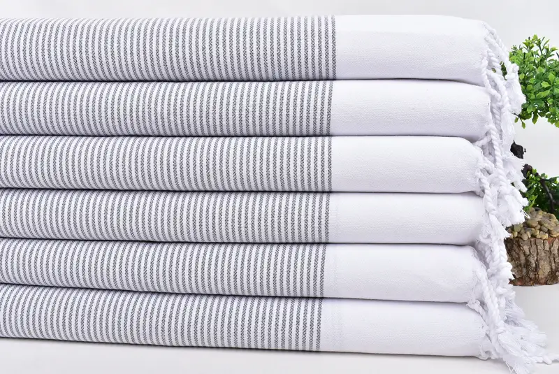 Konuk havlu, organik havlu, tatil havlu, Türk çay havlu, düğün hediyesi, özel çay havlu, kişiselleştirilmiş mutfak havlu, 40x18 pamuklu çizgili havlu - 3
