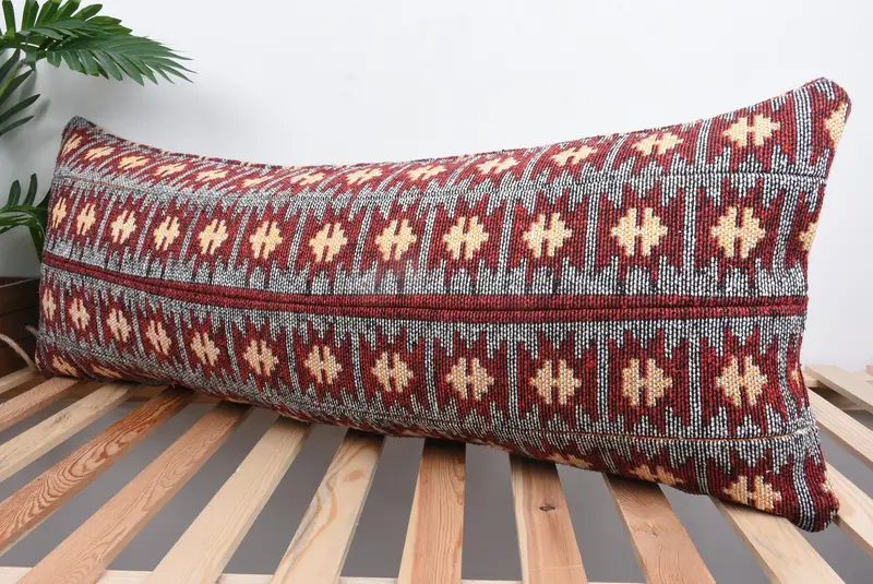 Turkish Kilim Pillow, Kilim Pillow Cover, Pillow Cover, Luxury Pillow Sham, Handmade Rug Seat Pillow, Home Decor Pillow, 16x43 White Pillow Cover - 5