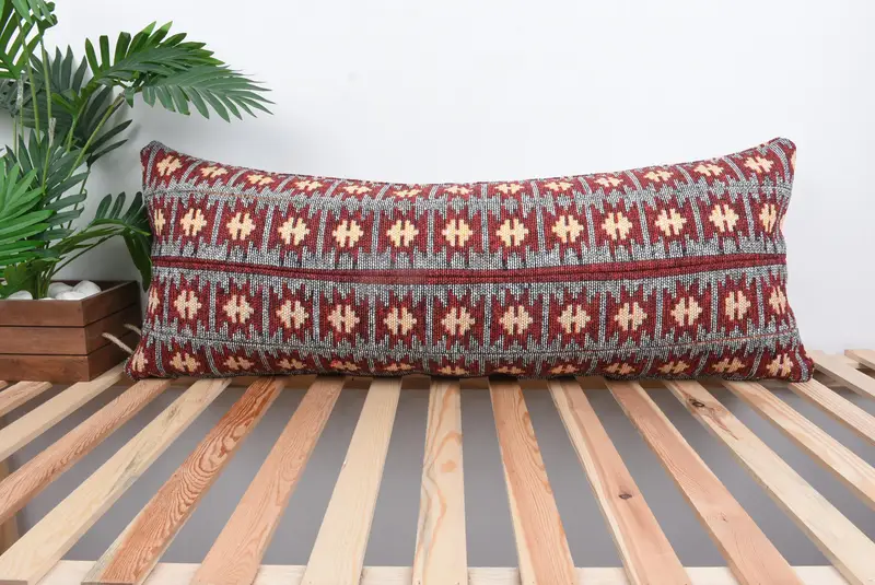Turkish Kilim Pillow, Kilim Pillow Cover, Pillow Cover, Luxury Pillow Sham, Handmade Rug Seat Pillow, Home Decor Pillow, 16x43 White Pillow Cover - 1