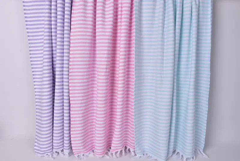Bachelorette Party Favors Beach, Travel towel, Embroidered Turkish Towel, 70x36 Linen Terry Striped Towel, Beach Towel Bulk, Bridesmaid Gifts - 8