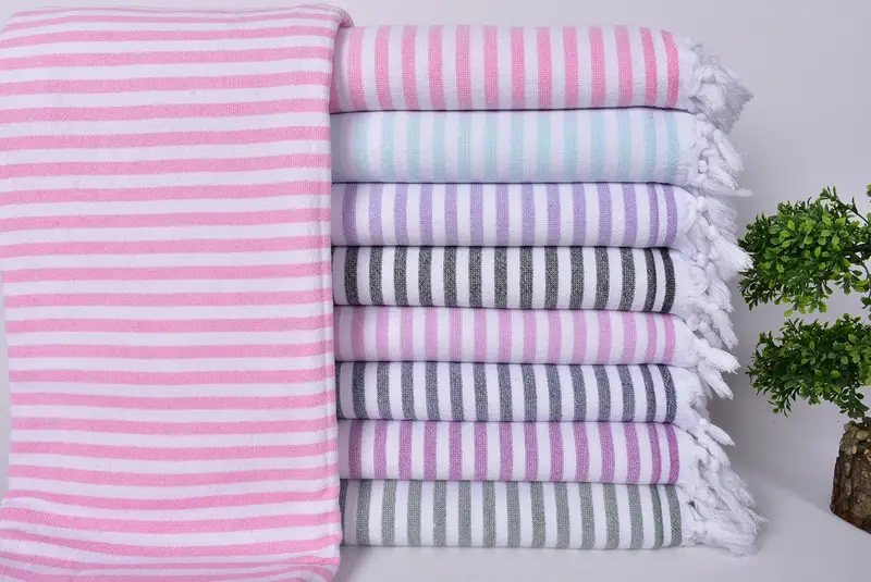 Bachelorette Party Favors Beach, Travel towel, Embroidered Turkish Towel, 70x36 Linen Terry Striped Towel, Beach Towel Bulk, Bridesmaid Gifts - 1