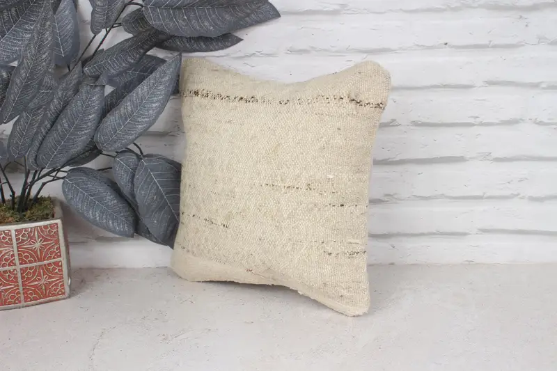 Pattern Throw Cushion Case, Pillow Cover, 12x12 Beige Pillow Sham, Accent Cushion Case, Kilim Pillow Cover, Throw Kilim Pillow, Pillow for Couch - 4