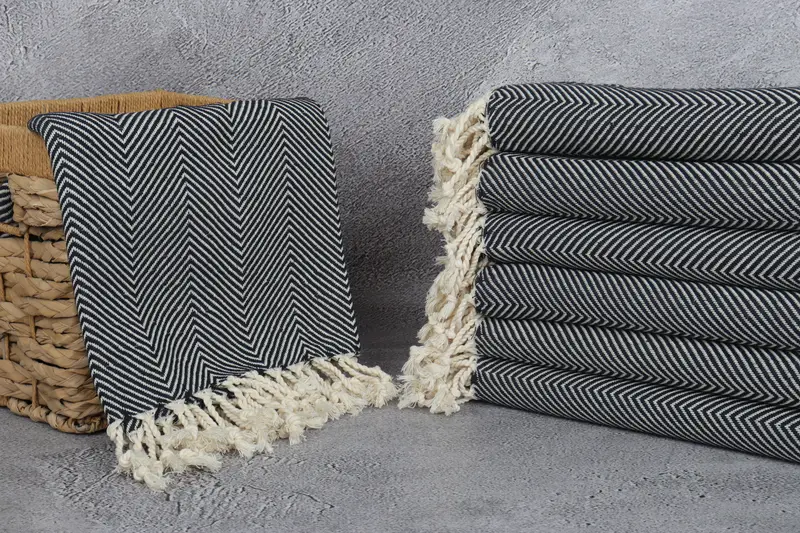 70x40 Cotton Herringbone Towel, Wedding Towel, Best Friend Gift, Organic Towel, Wedding Gift Ideas, Travel towel, Bridesmaid Gift, Beach Towel Bulk - 3