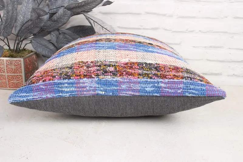 18x18 Blue Cushion Cover, Kilim Pillow Cover, Pillow Cover, Handwoven Pillow Cover Cushion, Turkish Kilim Pillow, Kilim Cushion Sham - 5