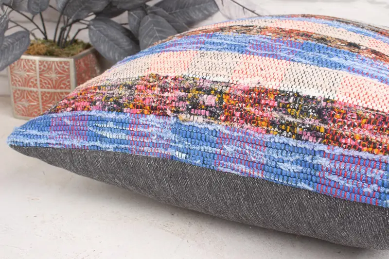 18x18 Blue Cushion Cover, Kilim Pillow Cover, Pillow Cover, Handwoven Pillow Cover Cushion, Turkish Kilim Pillow, Kilim Cushion Sham - 7