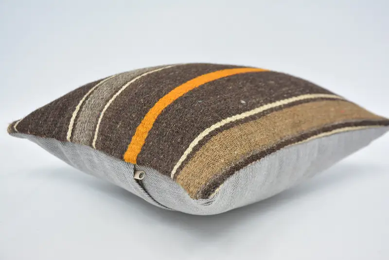 Pillow for Couch, 14x14 Brown Pillow, Pillow, Gift Pillow, Square Throw Pillow, Wool Kilim Pillow Pillow Sham, Vintage Kilim Pillow - 6