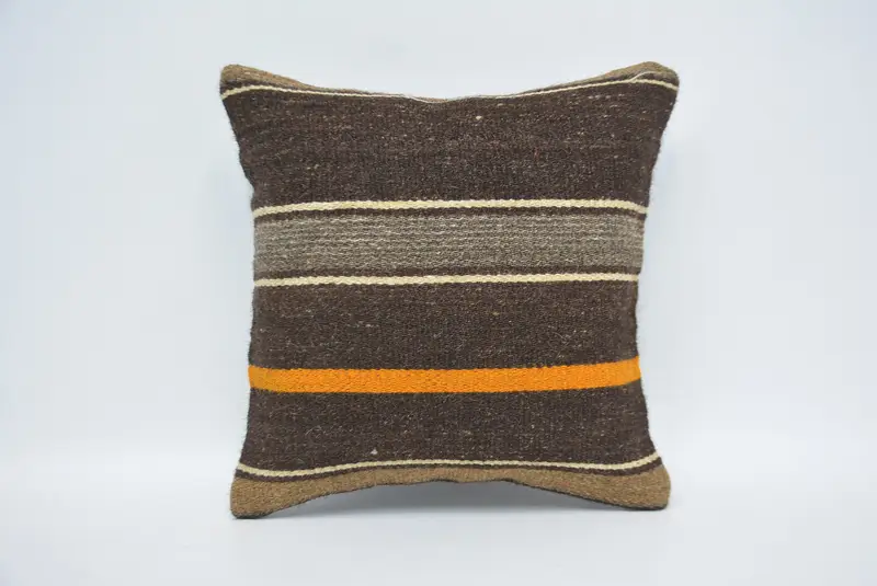 Pillow for Couch, 14x14 Brown Pillow, Pillow, Gift Pillow, Square Throw Pillow, Wool Kilim Pillow Pillow Sham, Vintage Kilim Pillow - 1