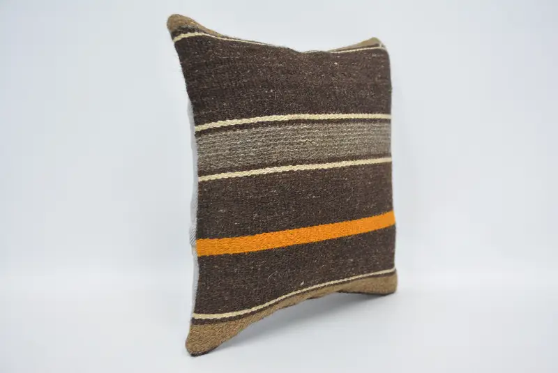 Pillow for Couch, 14x14 Brown Pillow, Pillow, Gift Pillow, Square Throw Pillow, Wool Kilim Pillow Pillow Sham, Vintage Kilim Pillow - 3