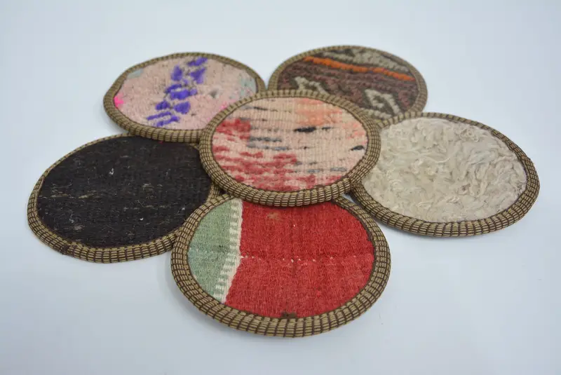 Posavasos bohemios rojos y marrones, posavasos redondos antideslizantes