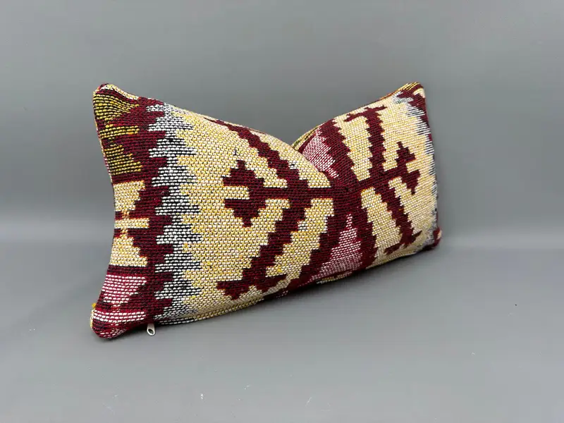 Ethnical Kilim Rug Pillow, Kilim Pillow, Cushion Case, Nomadic Pillow Cover, Kilim Pillow Cover, 10x20 Yellow Cushion Cover - 2