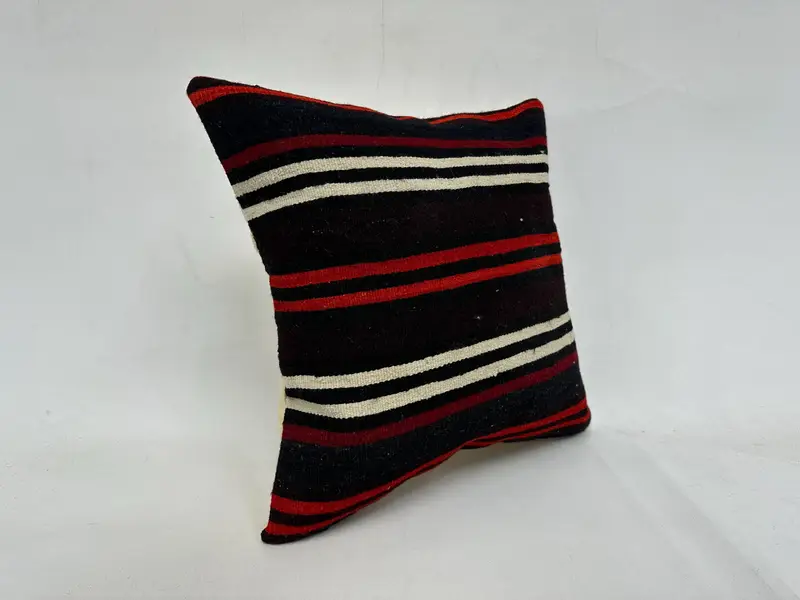 Cushion Case, 20x20 Brown Cushion, Turkish Kilim Pillow, Kilim Cushion Sham, Home Decor Pillow, Turkish Bench Pillow Sham - 3
