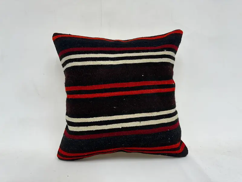 Cushion Case, 20x20 Brown Cushion, Turkish Kilim Pillow, Kilim Cushion Sham, Home Decor Pillow, Turkish Bench Pillow Sham - 1