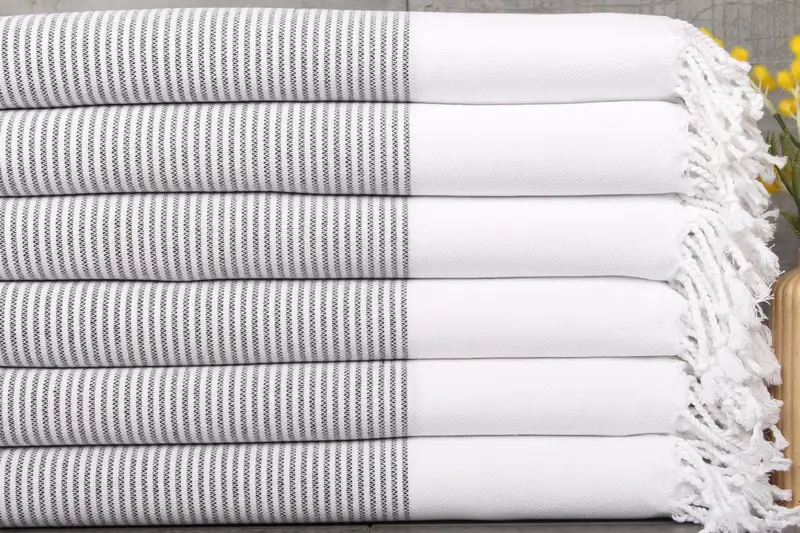 Personalized Turkish Beach Towel White Stripes, 36x71 Inches