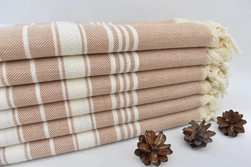 Personalized Dark Brick Herringbone Organic Cotton Towel, 70x40 Inches