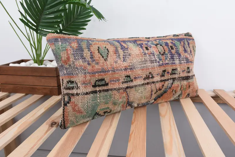 Ethnic Pillow Cover, Bed Cushion, Turkish Pillow, Cushion Case, Handmade Kilim Cushion, Pillow for Couch, 12x24 Beige Cushion - 4
