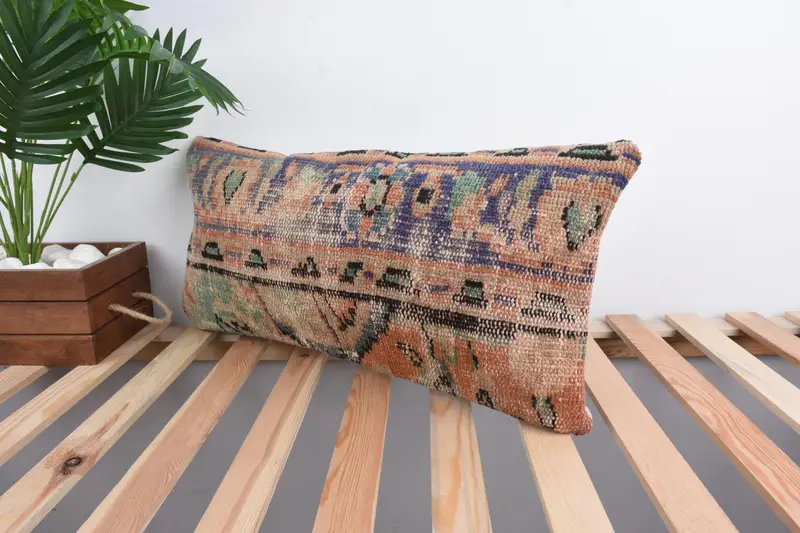 Ethnic Pillow Cover, Bed Cushion, Turkish Pillow, Cushion Case, Handmade Kilim Cushion, Pillow for Couch, 12x24 Beige Cushion - 5