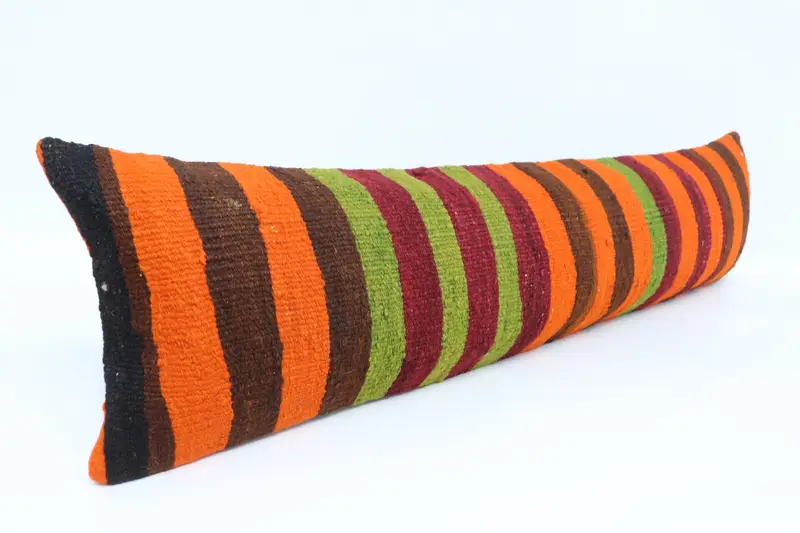 Decorative Throw Pillow Case, Vintage Kilim Pillow, Pillow Case, Boho Pillow, 12x48 Green Cushion, Pattern Throw Pillow Sham, Turkish Kilim Pillow - 3