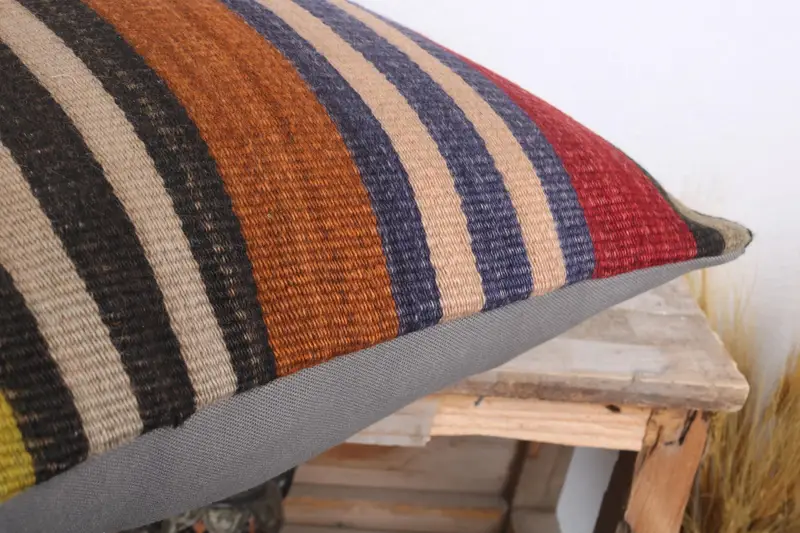 Chair Pillow Case, 18x18 Brown Pillow, Bed Pillow, Kilim Pillow Cover, Handmade Kilim Cushion, Pillow for Couch, Pillow Sham - 6