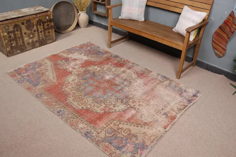 レッド&ブルー アニマルプリント ラグ 132x192 cm