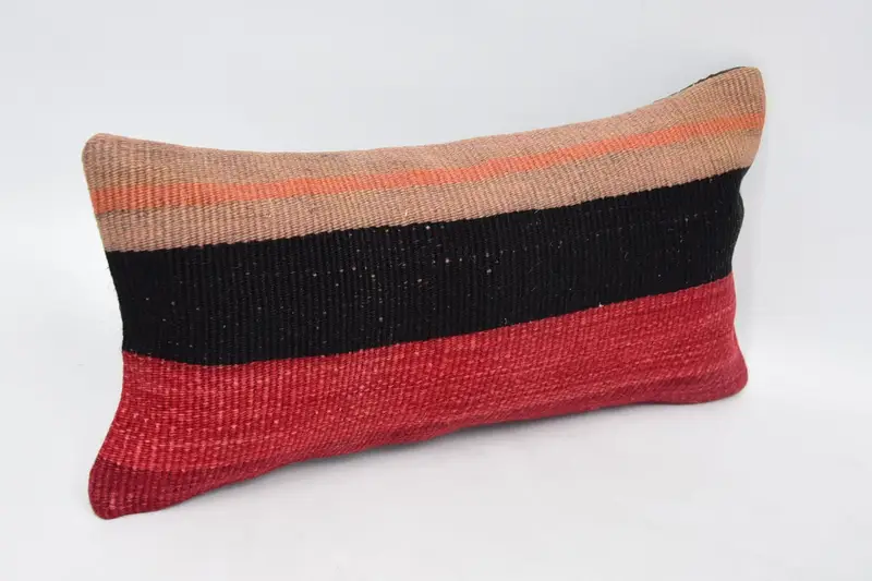 Gift Pillow, Ikat Cushion Case, Boho Chic Cushion Cover, Turkish Kilim Pillow, Cushion Cover, 8x16 Red Cushion, Vintage Kilim Pillow - 3