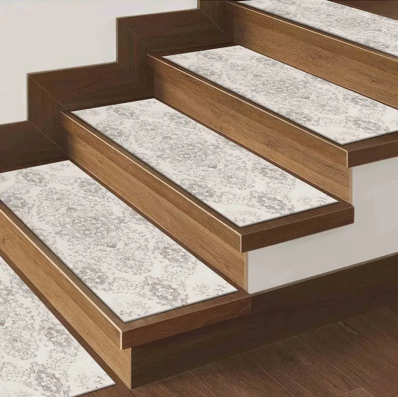 Beige Ethnic Pattern Printed Rug: Stair Rug with Boho Design